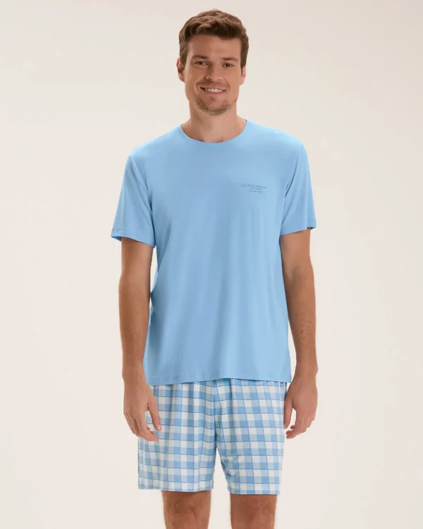 Pijama Masculino Manga Curta Com Shorts
