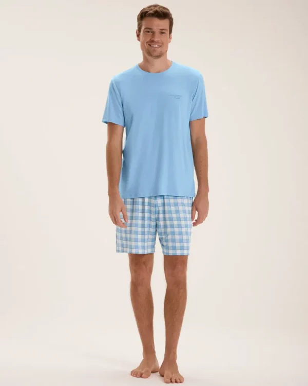 Pijama Masculino Manga Curta Com Shorts - Imagem 2