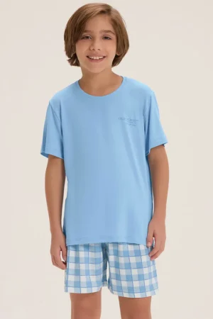 Pijama Masculino Infantil Manga Curta Com Shorts