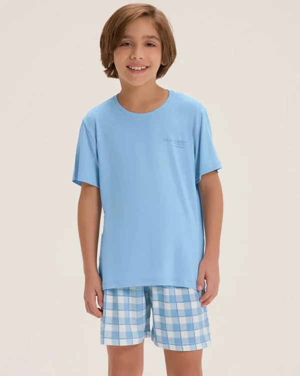 Pijama Masculino Infantil Manga Curta Com Shorts