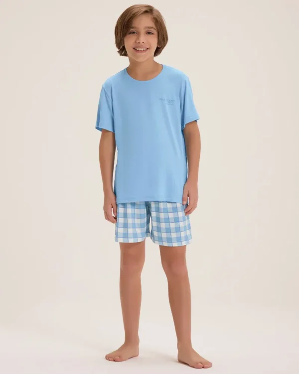 Pijama Masculino Infantil Manga Curta Com Shorts - Imagem 2