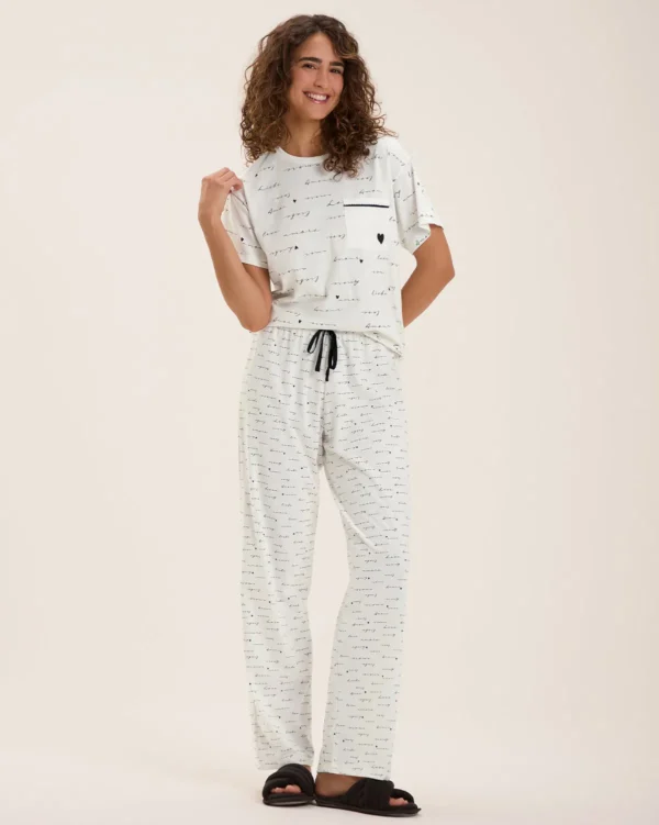 Pijama Feminino Manga Curta com Calça - Imagem 2