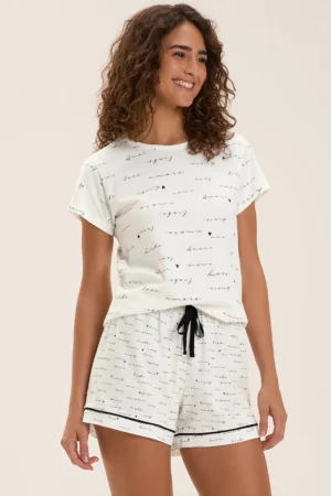 Pijama Feminino Manga Curta Com Shorts