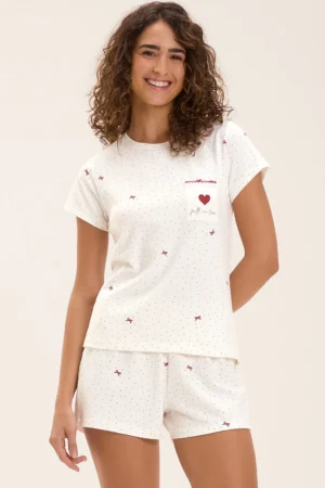 Pijama Feminino Manga Curta Com Shorts