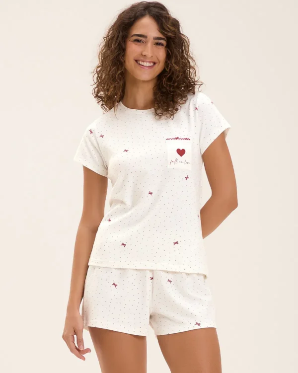 Pijama Feminino Manga Curta Com Shorts