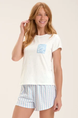 Pijama Feminino Manga Curta Com Shorts