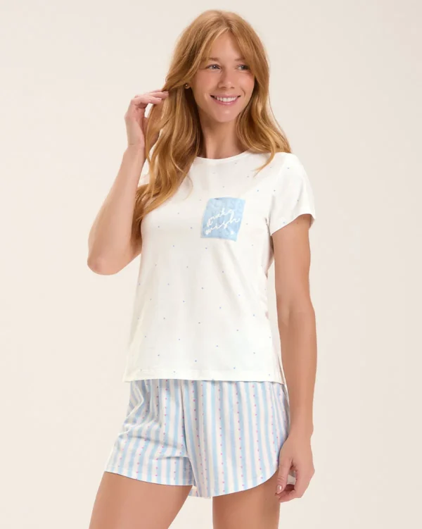 Pijama Feminino Manga Curta Com Shorts
