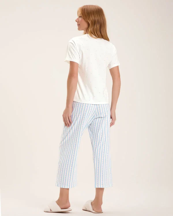 Pijama Feminino Manga Curta Com Calça Midi - Imagem 3