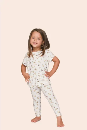 Pijama Baby Girl Camiseta Manga Curta e Calça Legging Marigold