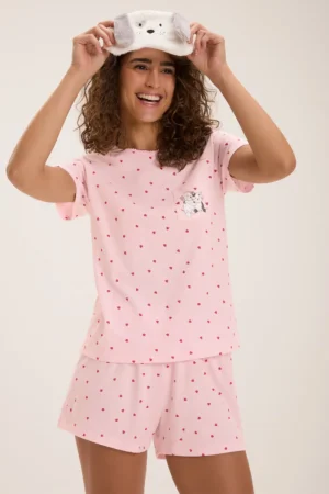 Pijama Feminino Manga Curta Com Shorts