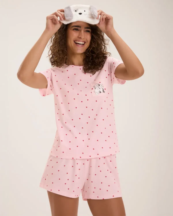 Pijama Feminino Manga Curta Com Shorts