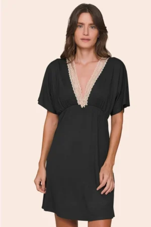 Camisola Kaftan Feminina com Decote em Renda Night Glam
