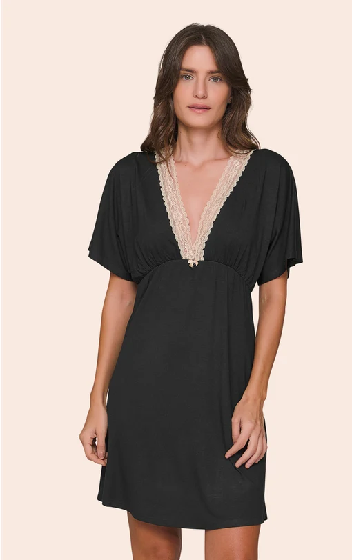 Camisola Kaftan Feminina com Decote em Renda Night Glam