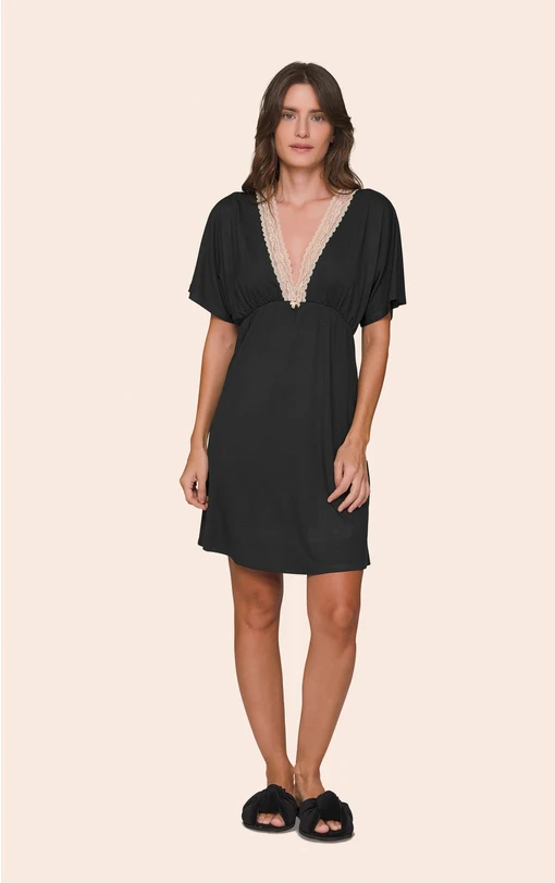 Camisola Kaftan Feminina com Decote em Renda Night Glam - Imagem 3