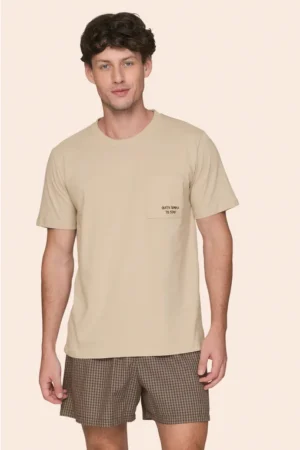 Pijama Curto Masculino Camiseta e Shorts Xadrez Dune