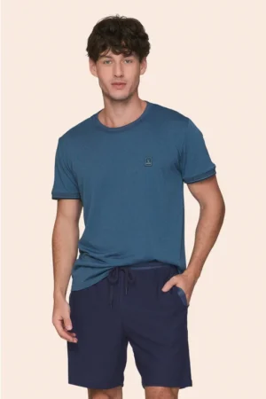 Pijama Curto Masculino Camiseta e Shorts com Bolso Night Shades