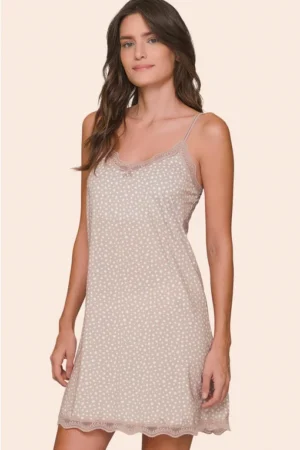 Camisola Feminina All Print com Alça Regulável, Decote V e Detalhes em Renda Seren