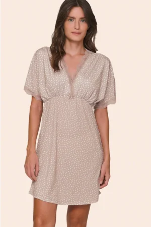 Camisola Kaftan Feminina All Print com Detalhes em Renda Seren