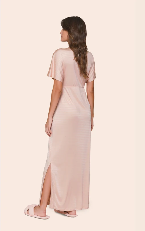 Camisola Kaftan Feminina Longa com Detalhes em Renda no Decote Dreamy Aura - Imagem 2