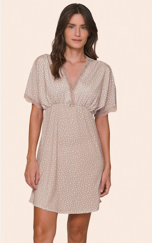 Camisola Kaftan Feminina All Print com Detalhes em Renda Seren