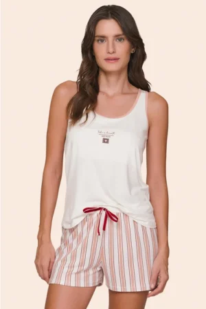 Pijama Feminino Regata e Short com Listras Get Relaxed