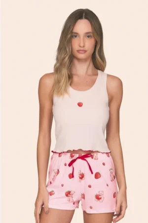 Pijama Especial Feminino Regata e Short Estampado Nina Always In Love