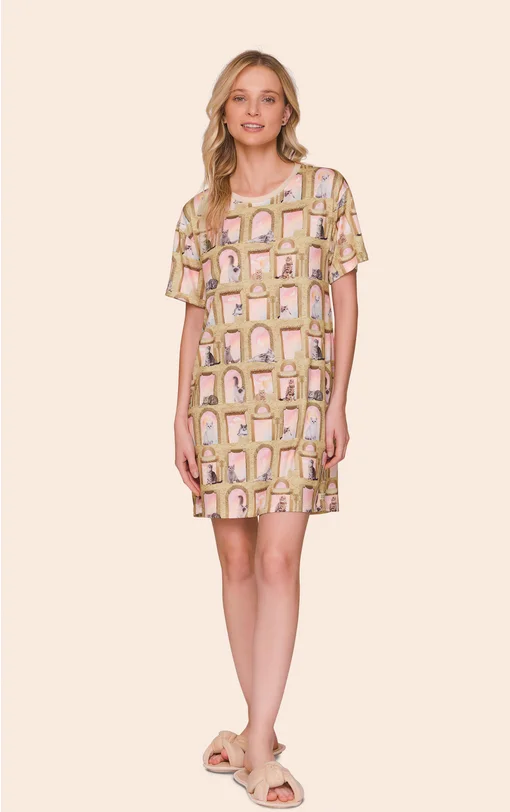 Camisola Feminina All Print Manga Curta Sweet Cats - Imagem 3