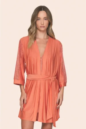 Chambre Feminino Curto com Amarração e Renda nas Mangas Meryt