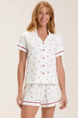 Pijama Feminino Manga Curta Americano Com Shorts