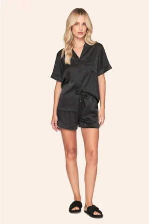 Pijama Aberto Feminino Short em Satinê Moon Glow