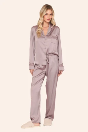 Pijama Aberto Feminino Longo em Satinê Stillness