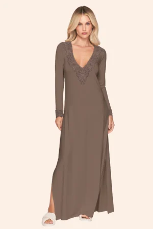 Camisola Longa Feminina com Renda Serenity