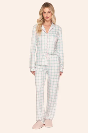 Pijama Aberto Feminino Longo Xadrez Morning Lover