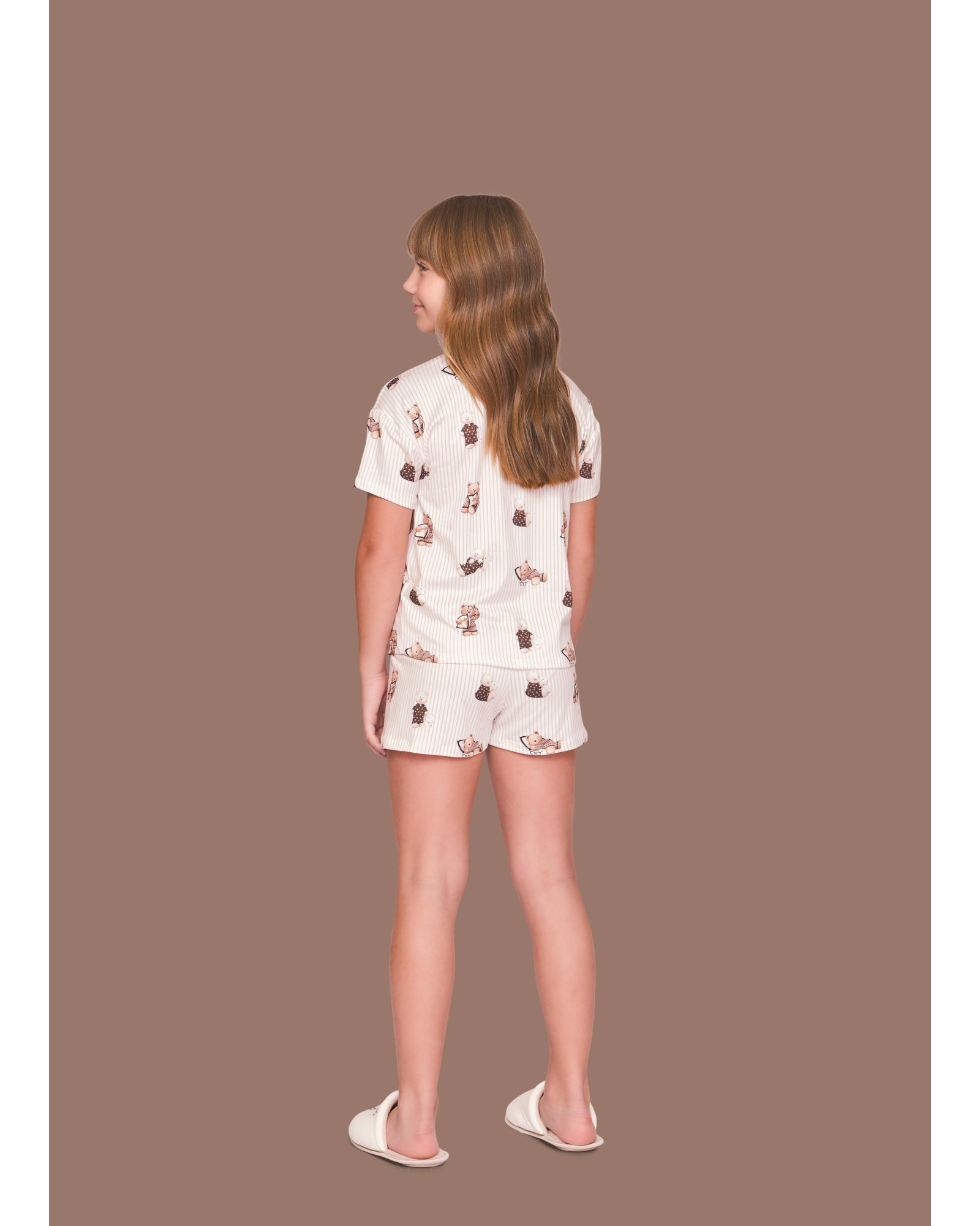 Pijama Curto Infantil Feminino com Bordado Nap Club - Imagem 2