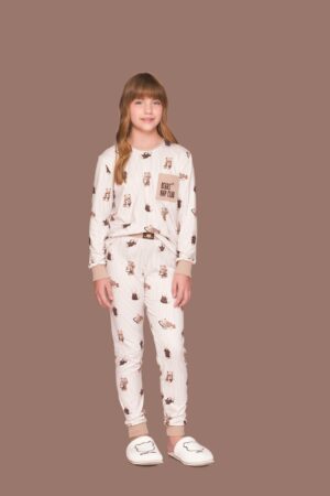 Pijama Jogger Infantil Feminino com Bordado Nap Club