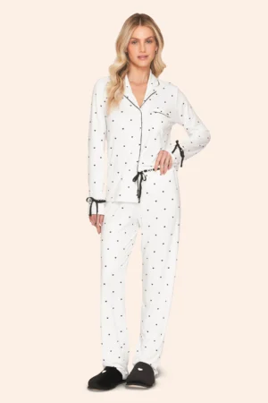 Pijama Aberto Feminino Longo com Detalhes em Renda e Amarração Gracious