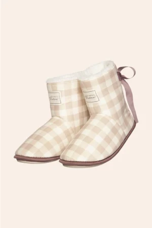 Bota Feminina Peluciada Xadrez Cano Médio Slow Down