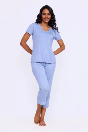 Pijama Feminino Capri Manga Curta Luise