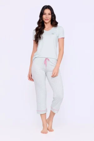 Pijama Feminino Capri Manga Curta Anna