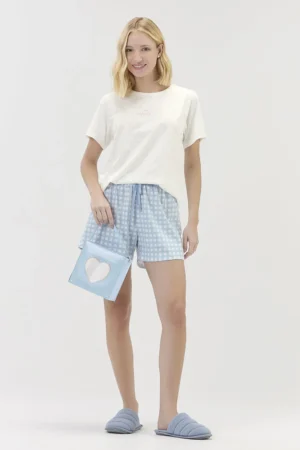 Pijama Feminino Manga Curta Com Shorts