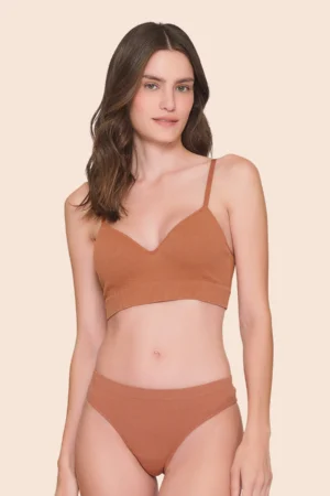 Top Estruturado Canelado com Bojo Fixo e Alças Reguláveis Seamless