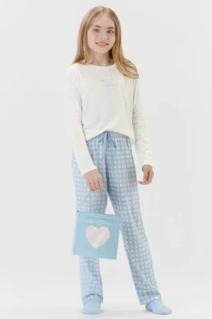 Pijama Feminino Infantil Manga Longa Com Calça