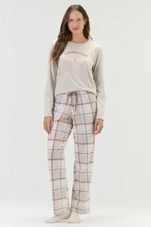 Pijama Feminino Manga Longa Com Calça