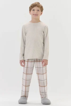 Pijama Masculino Infantil Manga Longa Com Calça