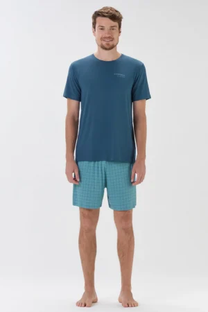 Pijama Masculino Manga Curta Com Bermuda