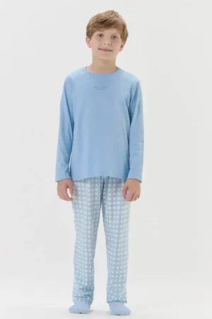 Pijama Masculino Infantil Manga Longa Com Calça