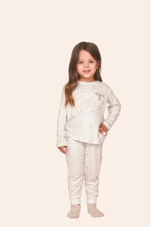 Pijama Baby Xadrez com Bordado Slow Down