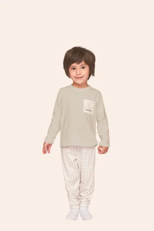 Pijama Baby Boy Xadrez com Bordado Slow Down