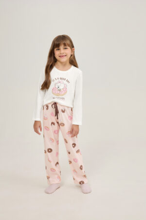 Pijama Feminino Infantil Manga Longa Com Calça
