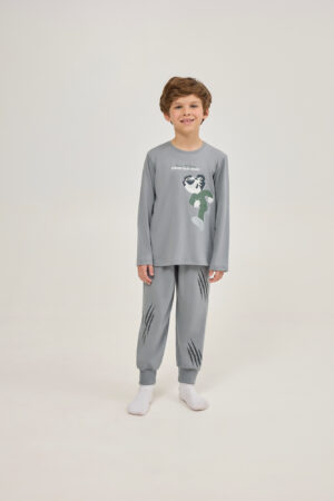 Pijama Masculino Infantil Manga Longa Com Calça